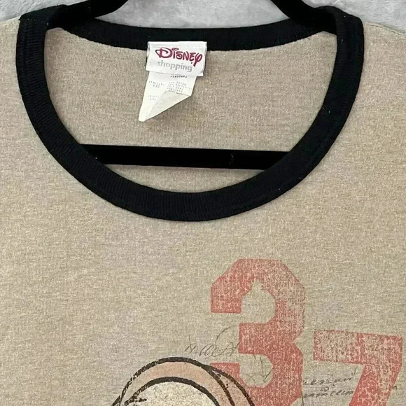 Vintage Grumpy Seven Dwarfs Disney Men's Ringer T-shirt SZ XXL Tan - Picture 4 of 10